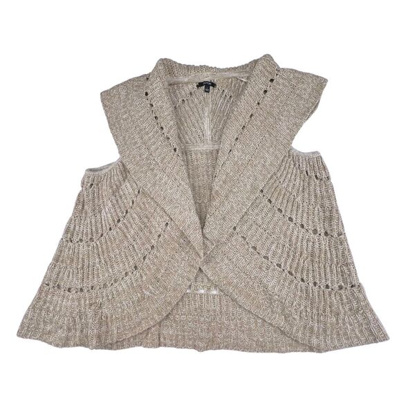 Apt9 Shawl Collar Sweater Large Neutral Chunky Knit Waterfall Front Cardigan - Picture 1 of 9